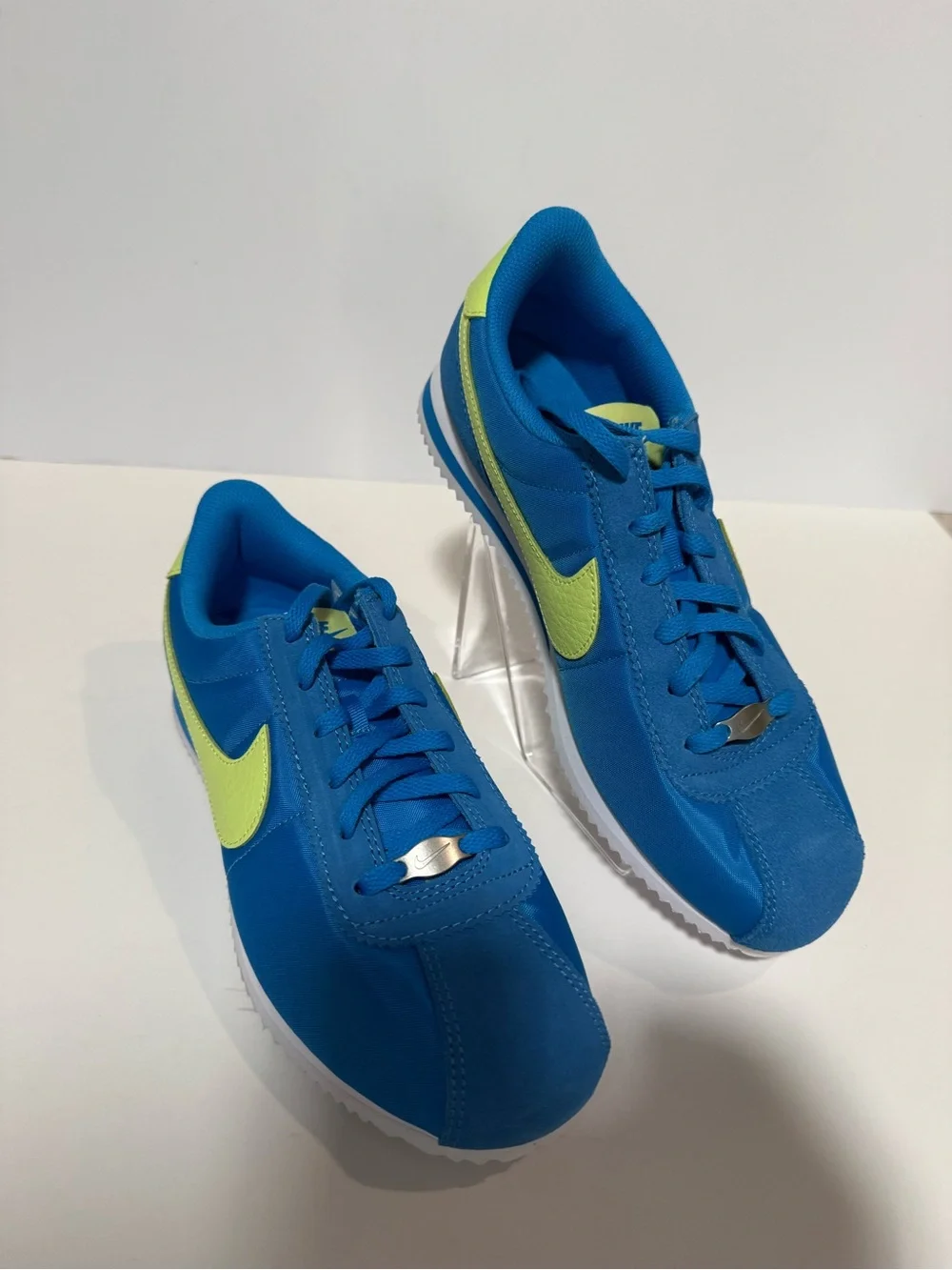 Nike Blue Retro Runner Sneakers with Neon Yellow Swoosh for kids